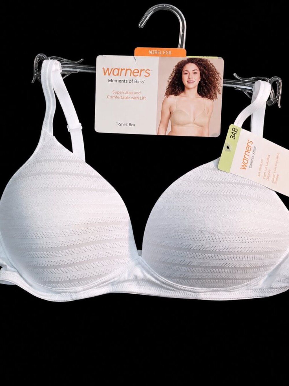 New 34B white wireFREE bra. Warners "T-shirt bra. Light Lift. Wireless" bra 34 B
